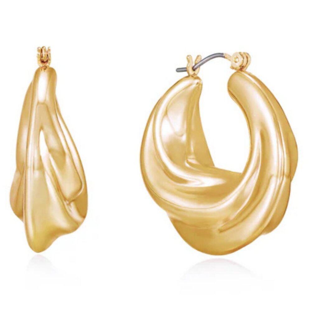 Ettika Crescent Swirl 18k Gold Plated Hoop Earrings